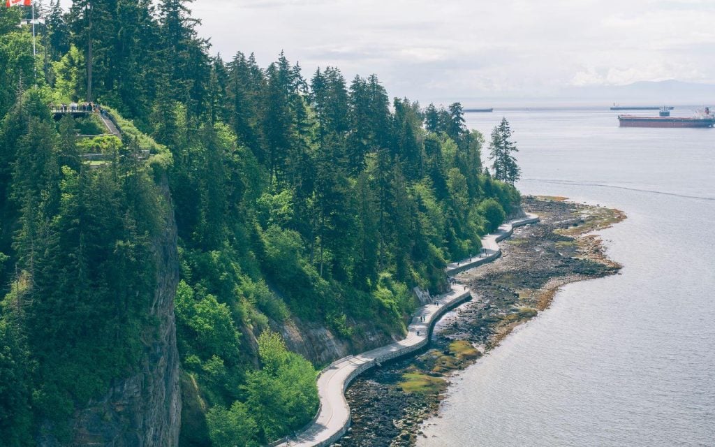 the seawall runs past stanley park perfect for a road trip from seattle to vancouver