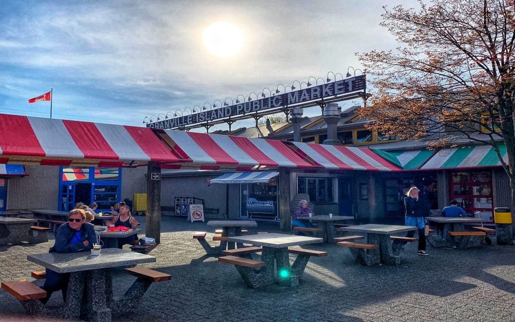 The view of Granville Island Market near false creek vancouver bc