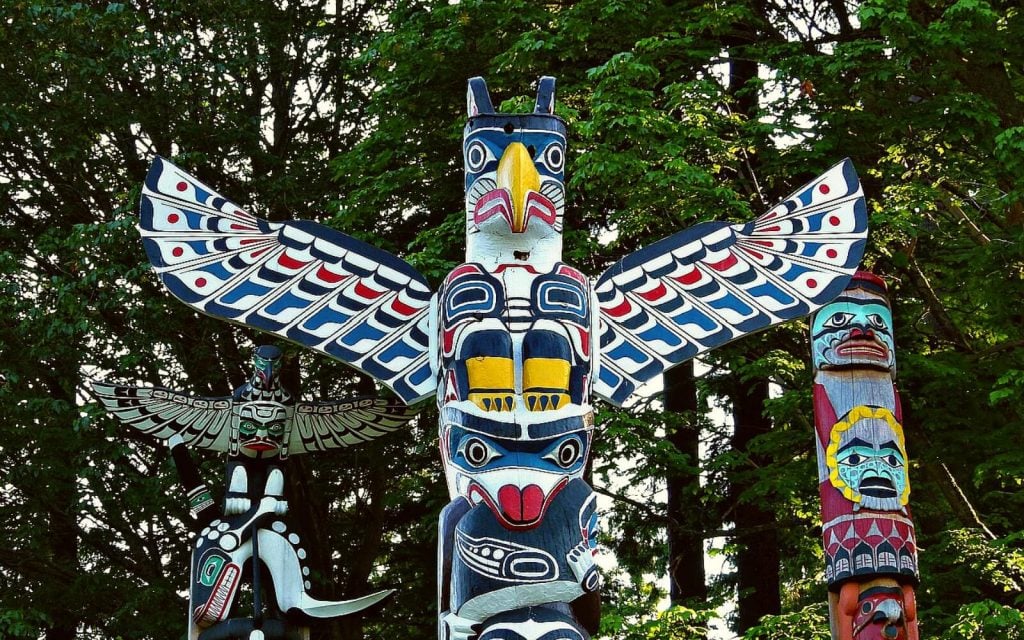 The Totem Poles near Vancouver Stanley Park Train