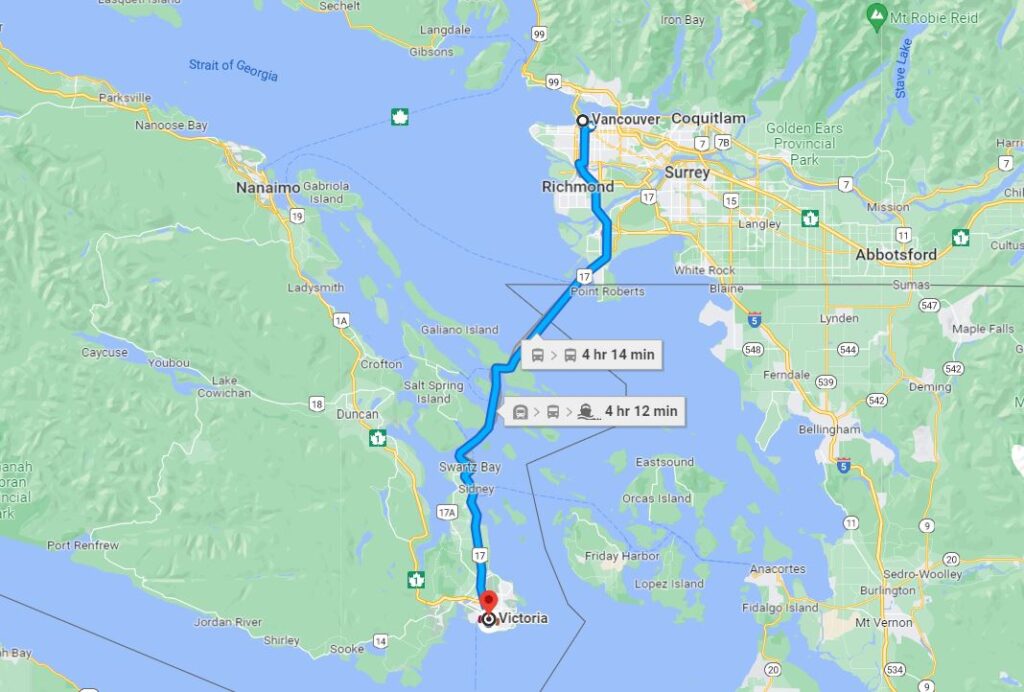 Vancouver to Victoria Day Tours: The Logistics map