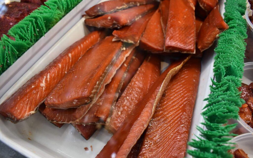 candied salmon sticks at longliner seafoods at granville island vancouver