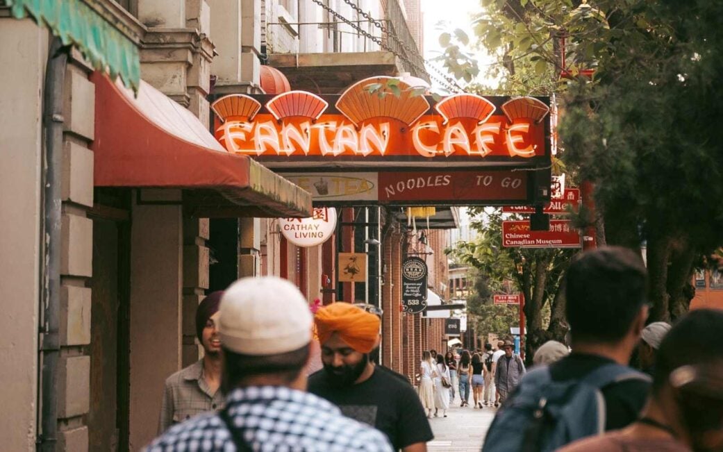 fan tan cafe neon sign in victoria bc canada