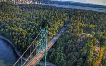 A view of how to get to Stanley Park from Downtown Vancouver.