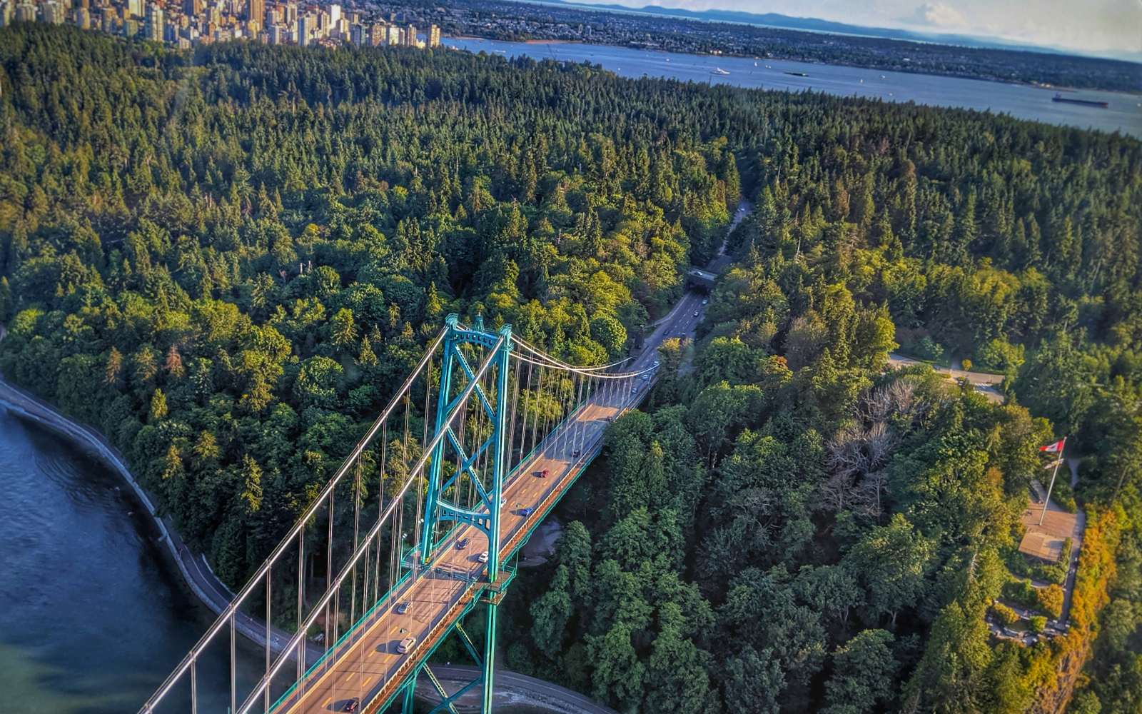 A view of how to get to Stanley Park from Downtown Vancouver.