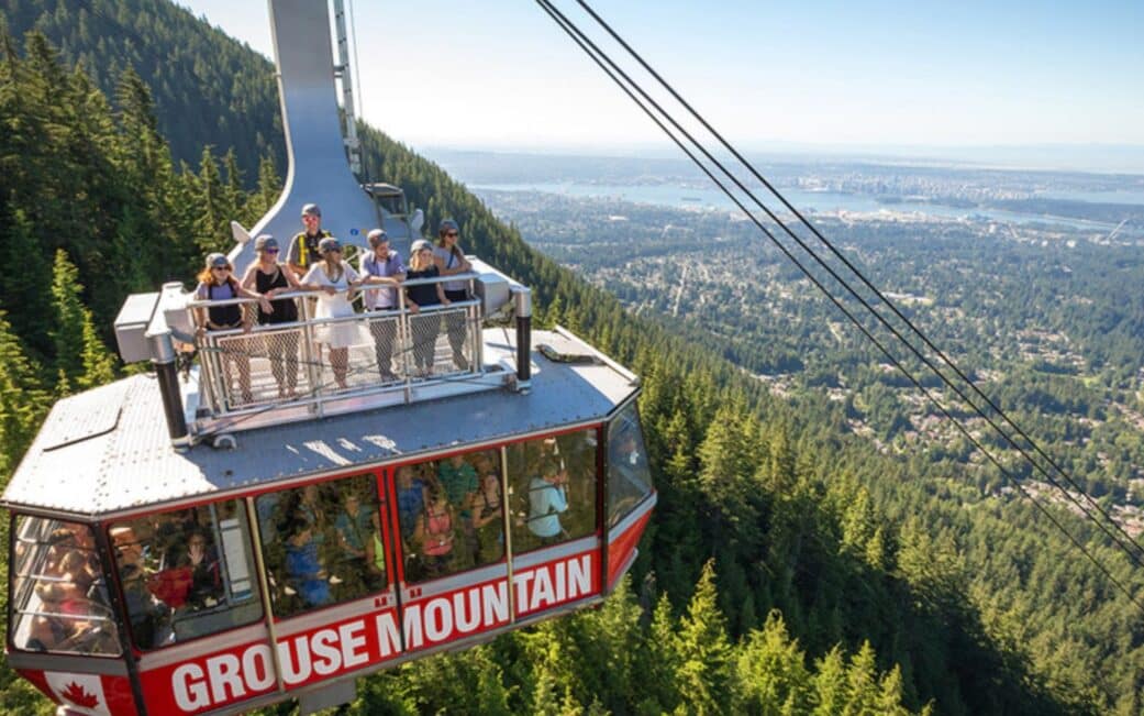 Travellers enjoy the Grouse Skyride Surf Adventure on Vancouver's Grouse Mountain.