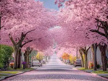 cherry blossom in vancouver in april clear weather