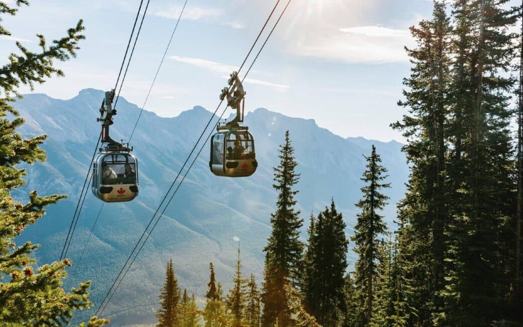 The Banff Gondolas acend up Sulphur Mountain. A trip is one of the best things to do in Banff.
