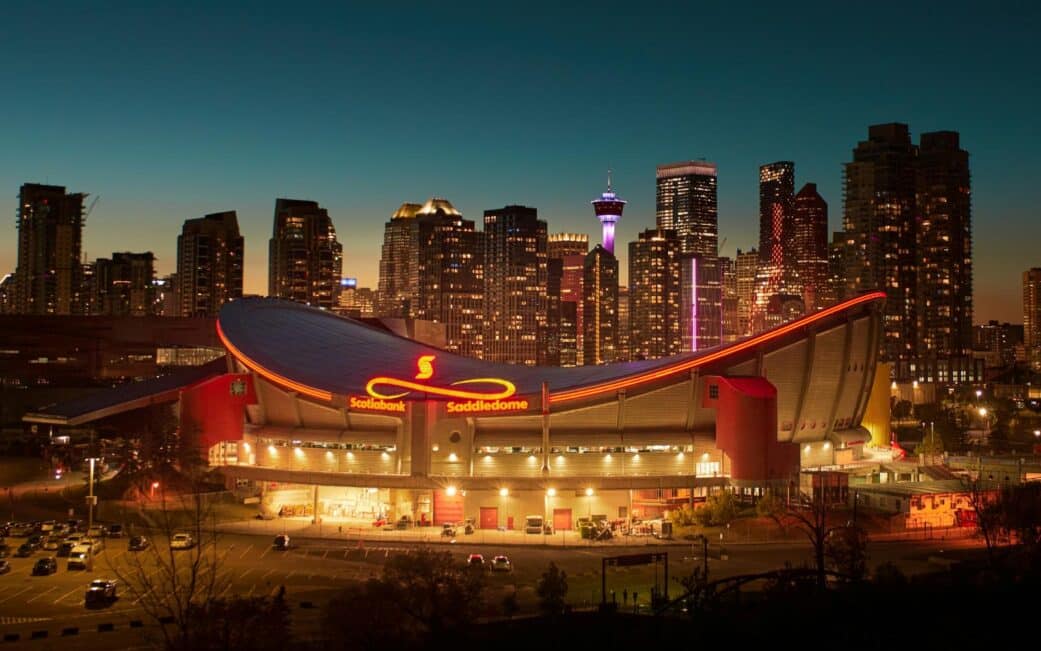 A view of the Calgary skyline on a Vancouver to Calgary road trip.
