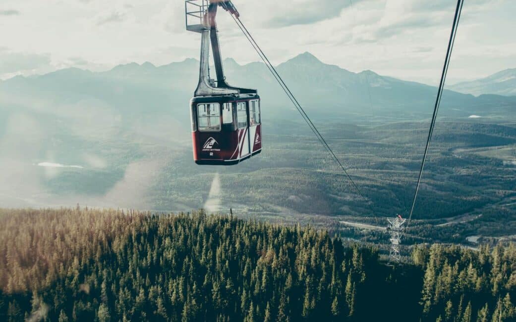 The Jasper Skytram ascends Whistlers Mountain.